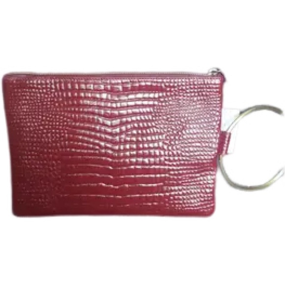 Tara Zadeh Crocodile Burgundy Clutch bag with metal ring Ziba Crocodile-Embossed - Picture 2 of 7